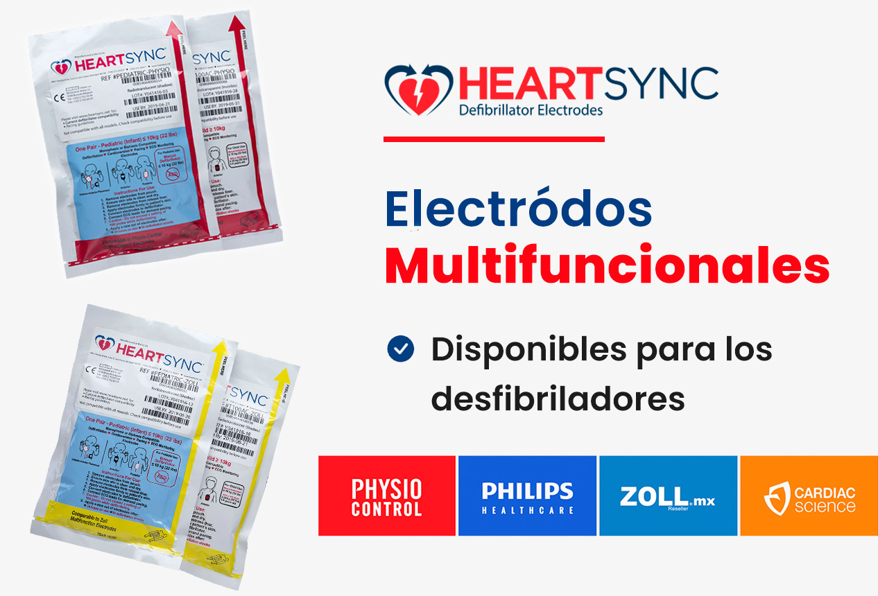 Electródos multi funcionales de desfibrilación Heartsync