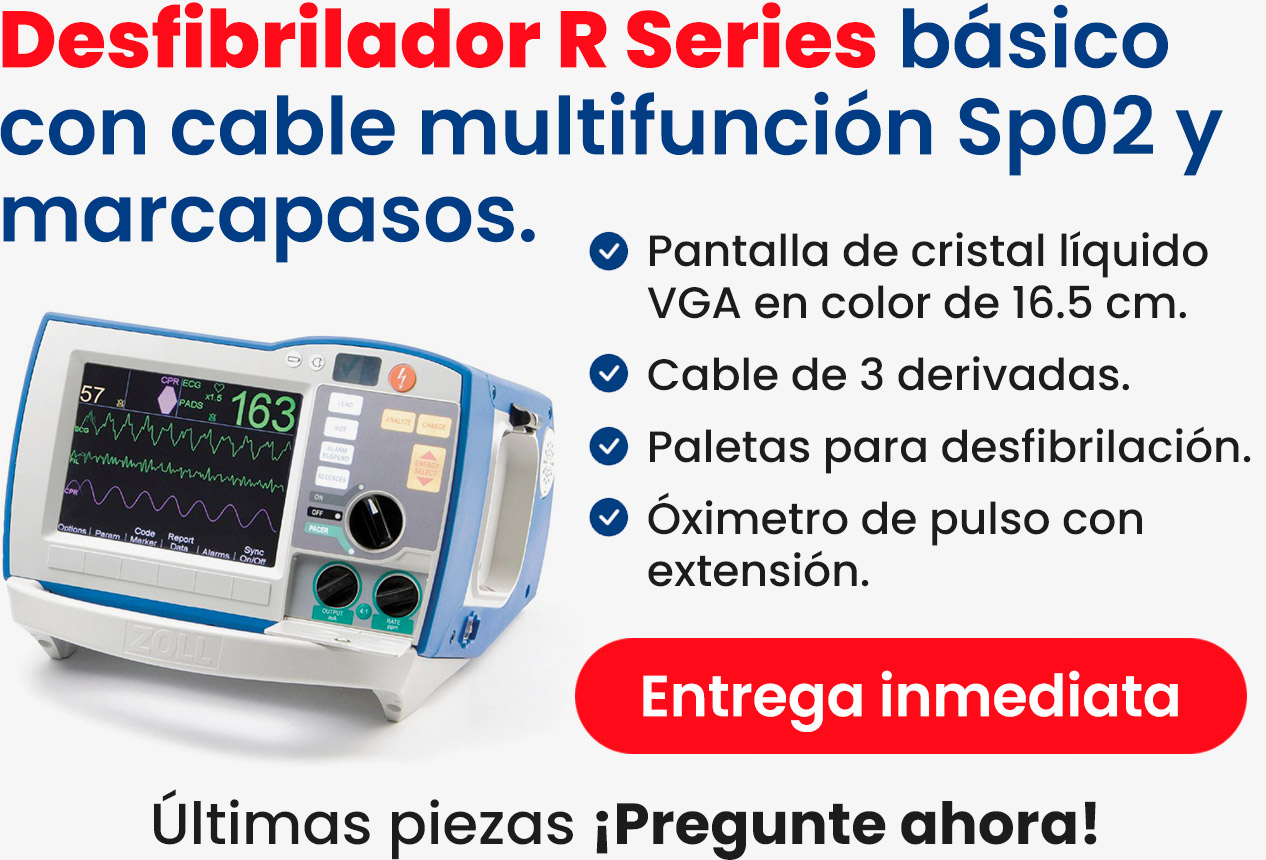 Desfi Depot, Desfibrilador R Series básico con cable, multifunción Sp02 y marcapasos